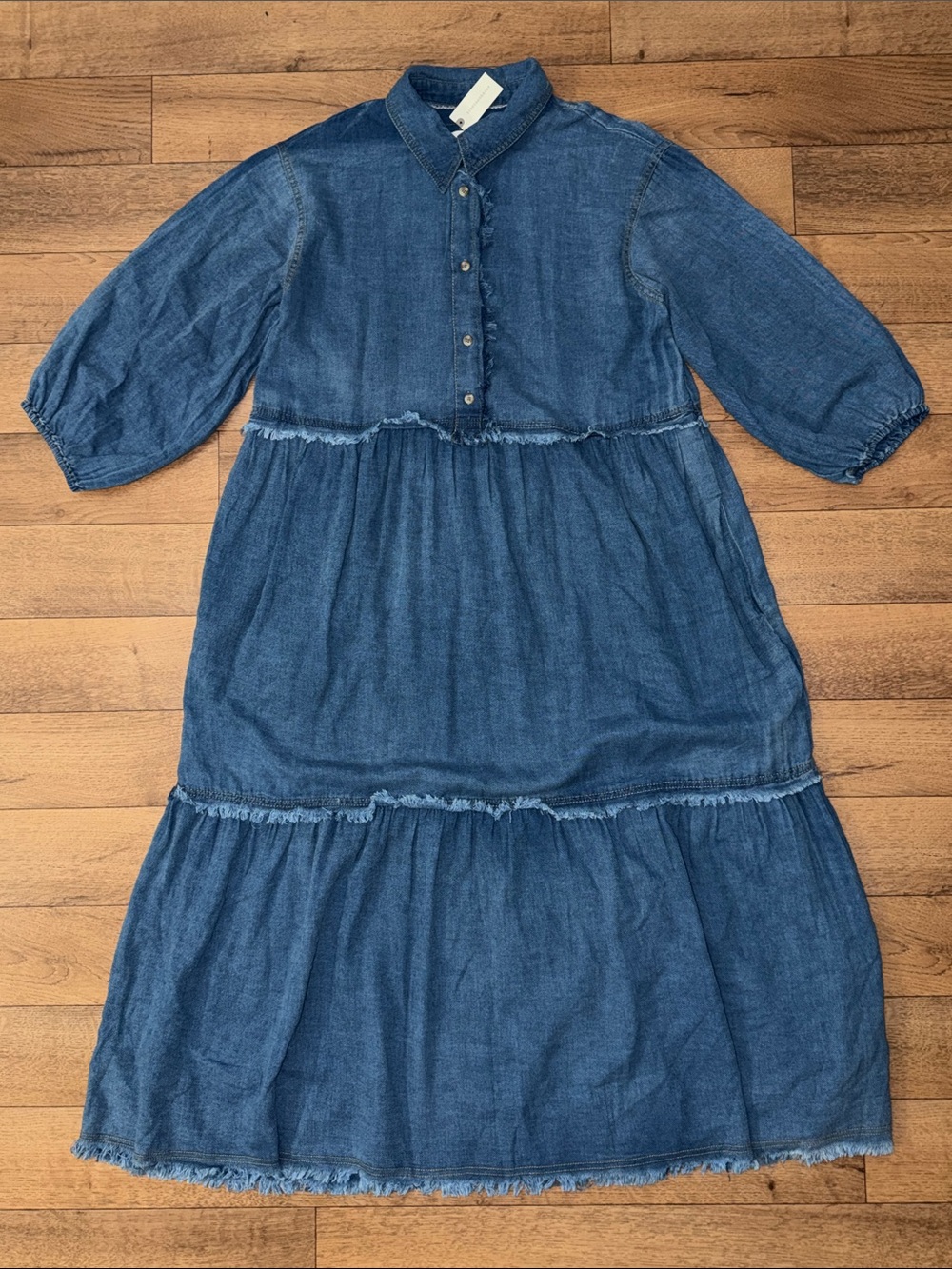 By Anthropologie Size Large The Bettina Tiered Maxi Shirt Dress NWT 100% Cotton